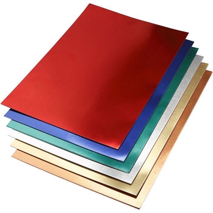 Cartoncino metallizzato, A2, foglio 420x594 mm, 280 g, colori asst., 30 fgl. asst./ 1 conf.