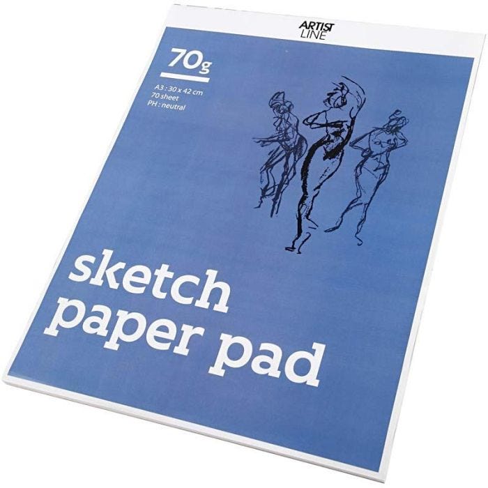Blocco Disegno, A3, foglio 297x420 mm, 70 g, bianco, 70 fgl./ 1 conf.