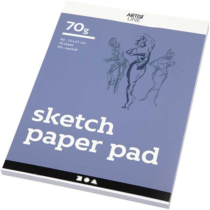 Blocco Disegno, A5, foglio 148x210 mm, 70 g, bianco, 70 fgl./ 1 conf.
