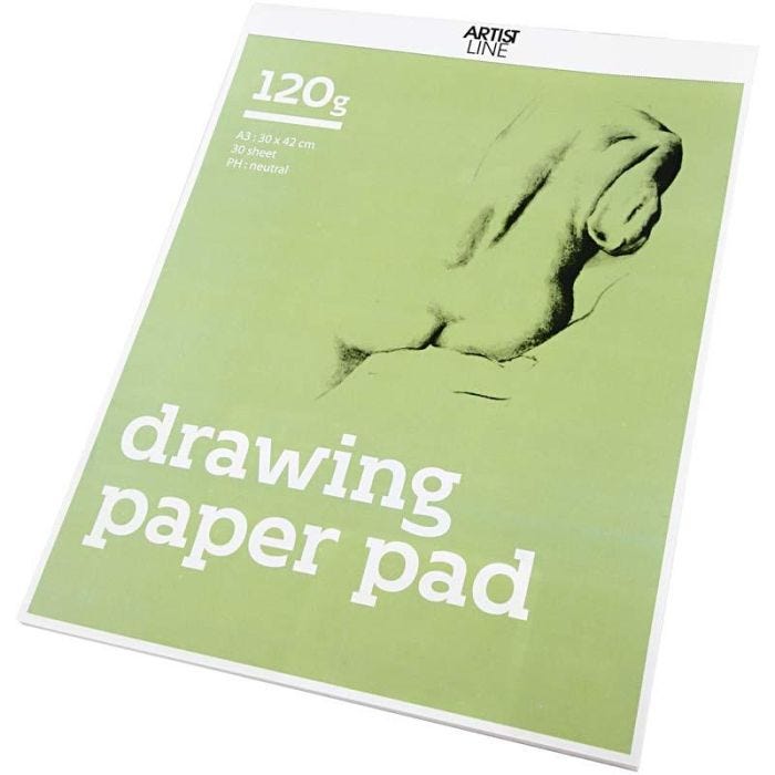 Blocco da disegno, A3, foglio 297x420 mm, 120 g, bianco, 30 fgl./ 1 conf.