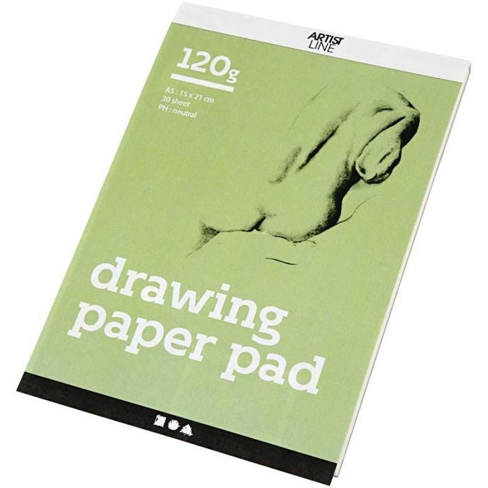 Blocco da disegno, A5, foglio 148x210 mm, 120 g, bianco, 30 fgl./ 1 pz