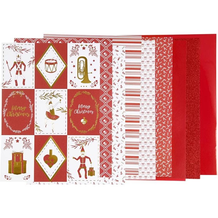 Blocco carta fantasia, misura 21x30 cm, 120+128 g, rosso, bianco, 24 fgl./ 1 conf.