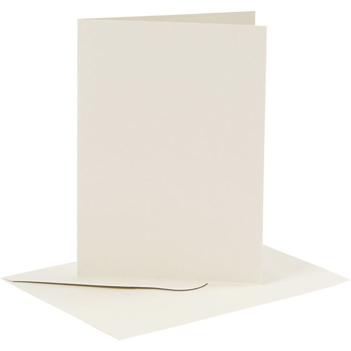 Biglietti e buste, dim. cartoncino 10,5x15 cm, dim. busta 11,5x16,5 cm, 110+230 g, avorio, 6 set/ 1 conf.