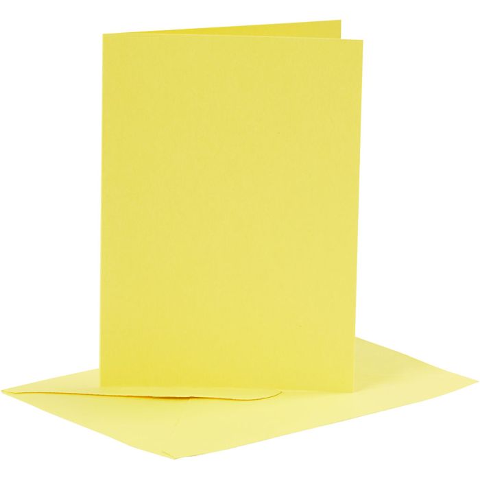 Biglietti e buste, dim. cartoncino 10,5x15 cm, dim. busta 11,5x16,5 cm, 110+220 g, giallo, 6 set/ 1 conf.