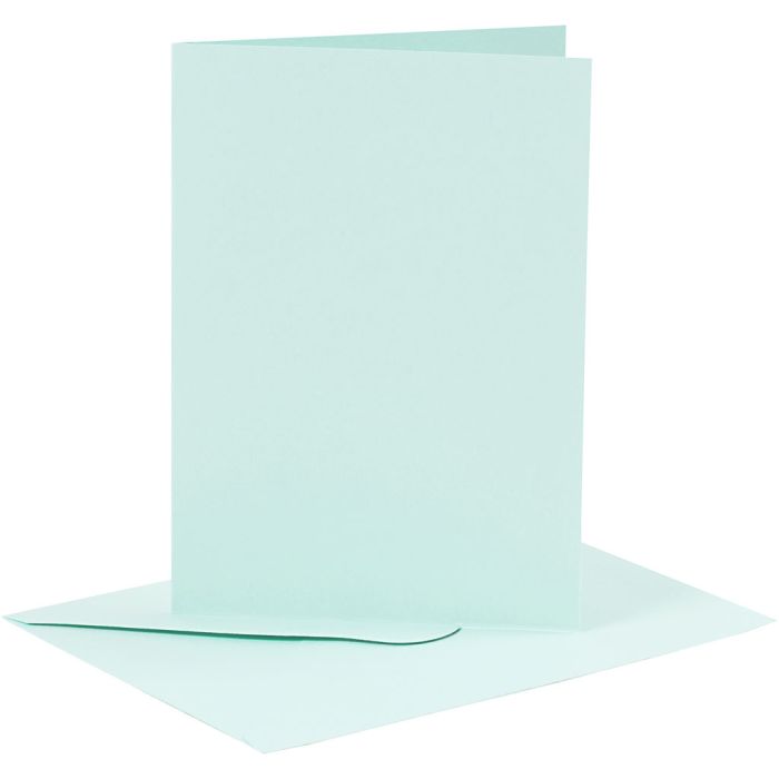 Biglietti e buste, dim. cartoncino 10,5x15 cm, dim. busta 11,5x16,5 cm, 110+220 g, azzurro, 6 set/ 1 conf.