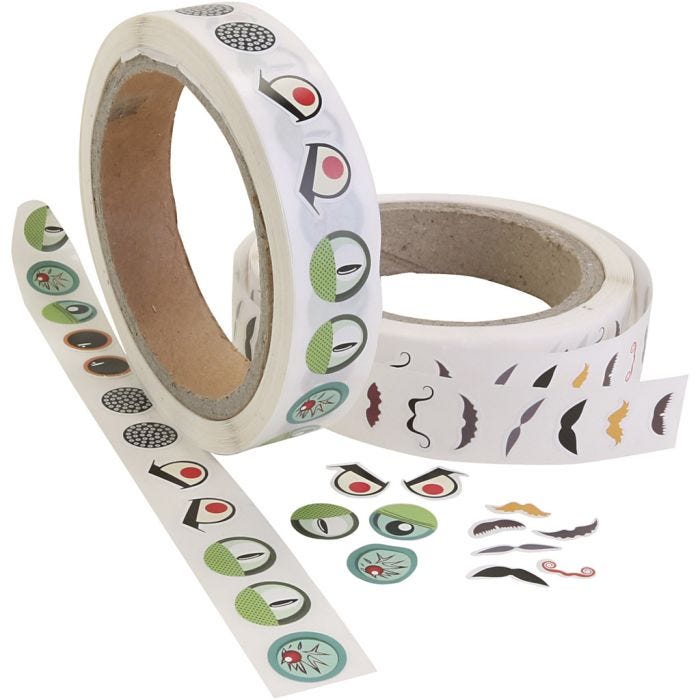 Occhi adesivi, Occhi/baffi, diam 17 mm, 2000 pz/ 1 conf.