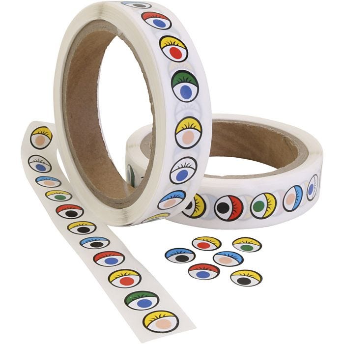 Occhi adesivi, diam 13 mm, colori asst., 2000 pz/ 1 conf.