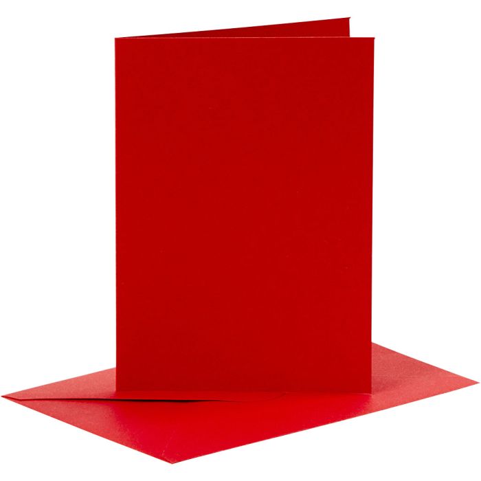 Biglietti e buste, dim. cartoncino 10,5x15 cm, dim. busta 11,5x16,5 cm, 110+230 g, rosso, 6 set/ 1 conf.