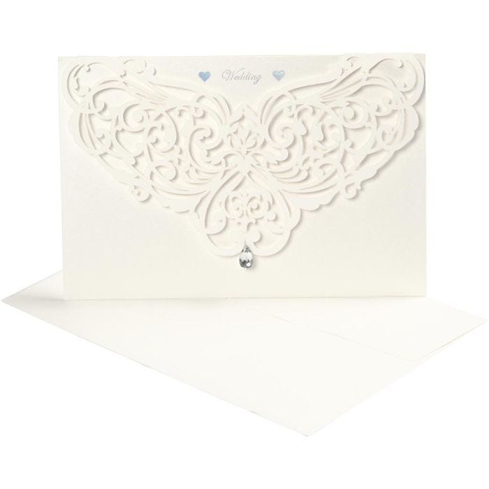 Cartoncino e busta, dim. cartoncino 12x17,7 cm, dim. busta 18,x12,5 cm, 230 g, avorio, 5 set/ 1 conf.
