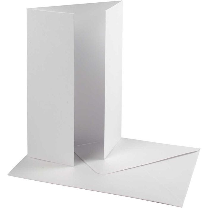 Cartoncino e busta perlati, dim. cartoncino 10,5x15 cm, dim. busta 11,5x16,5 cm, 230+120 g, bianco, 10 set/ 1 conf.