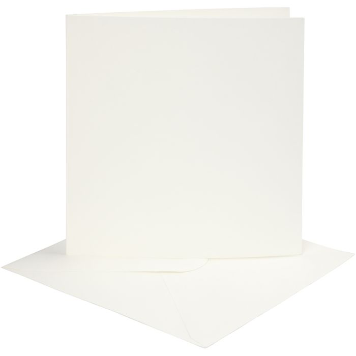 Biglietti e buste, dim. cartoncino 15,2x15,2 cm, dim. busta 16x16 cm, 220 g, avorio, 4 set/ 1 conf.