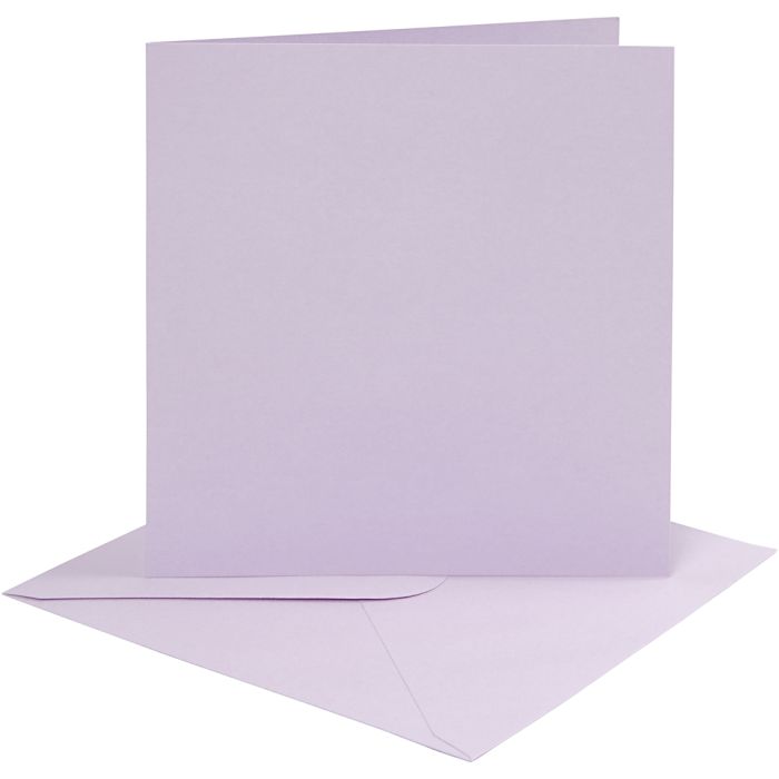 Biglietti e buste, dim. cartoncino 15,2x15,2 cm, dim. busta 16x16 cm, 210 g, lilla chiaro, 4 set/ 1 conf.