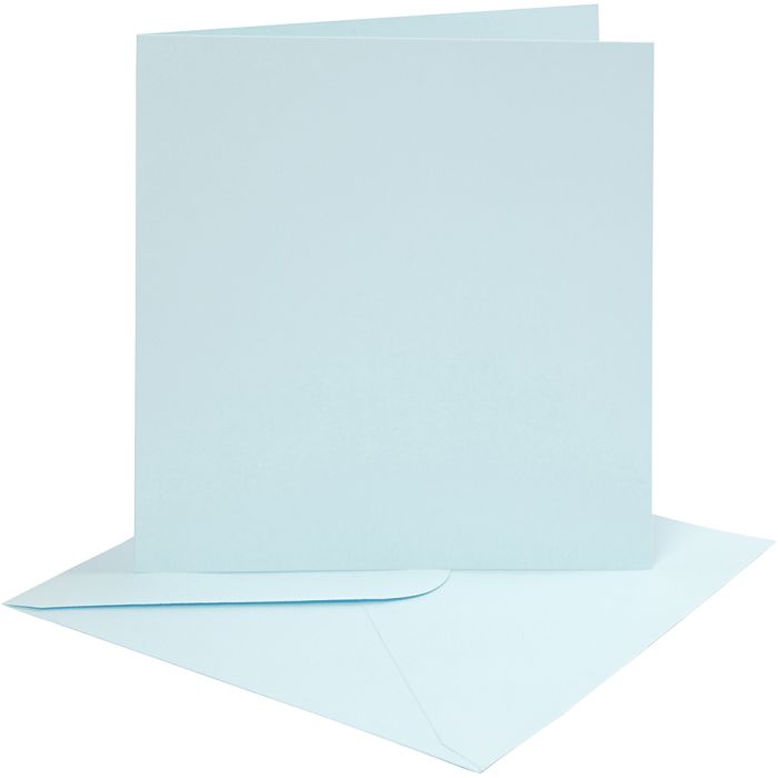 Biglietti e buste, dim. cartoncino 15,2x15,2 cm, dim. busta 16x16 cm, 220 g, azzurro, 4 set/ 1 conf.
