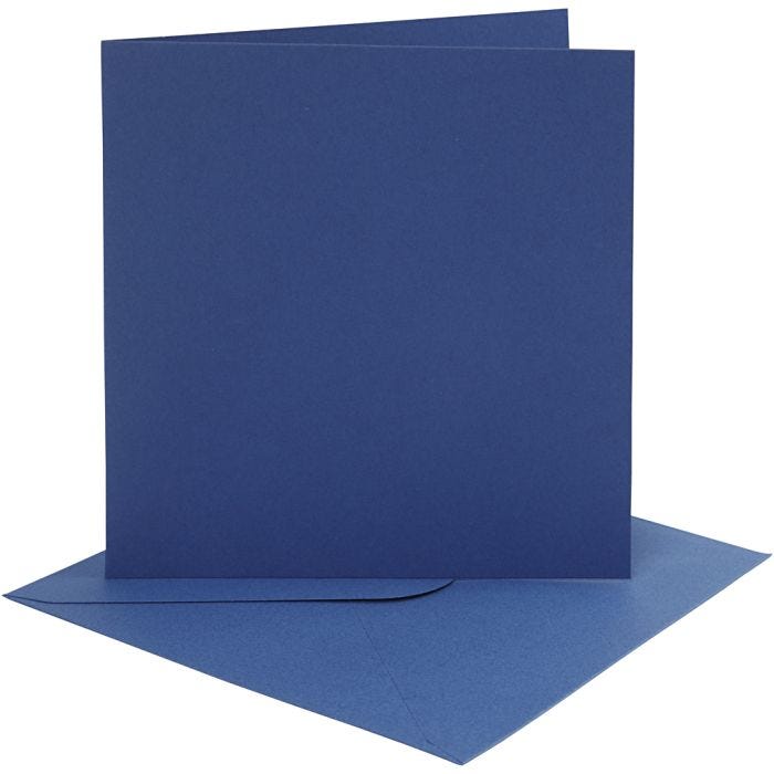 Biglietti e buste, dim. cartoncino 15,2x15,2 cm, dim. busta 16x16 cm, 220 g, blu, 4 set/ 1 conf.