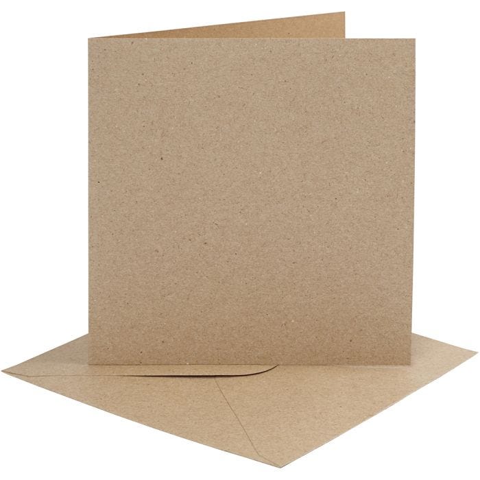 Biglietti e buste, dim. cartoncino 15,2x15,2 cm, dim. busta 16x16 cm, 230 g, natural, 4 set/ 1 conf.