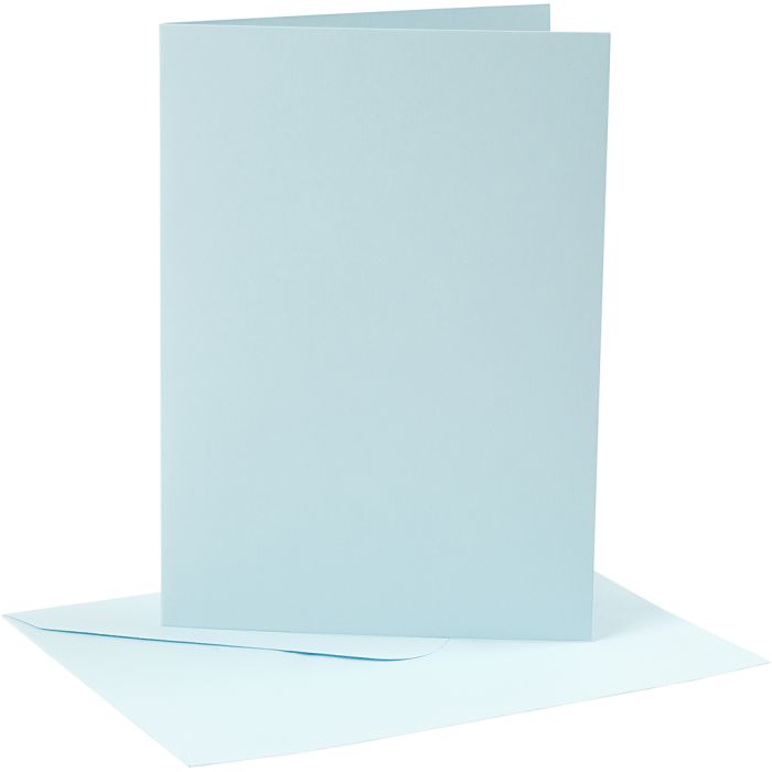 Biglietti e buste, dim. cartoncino 12,7x17,8 cm, dim. busta 13,3x18,5 cm, 220 g, azzurro, 4 set/ 1 conf.