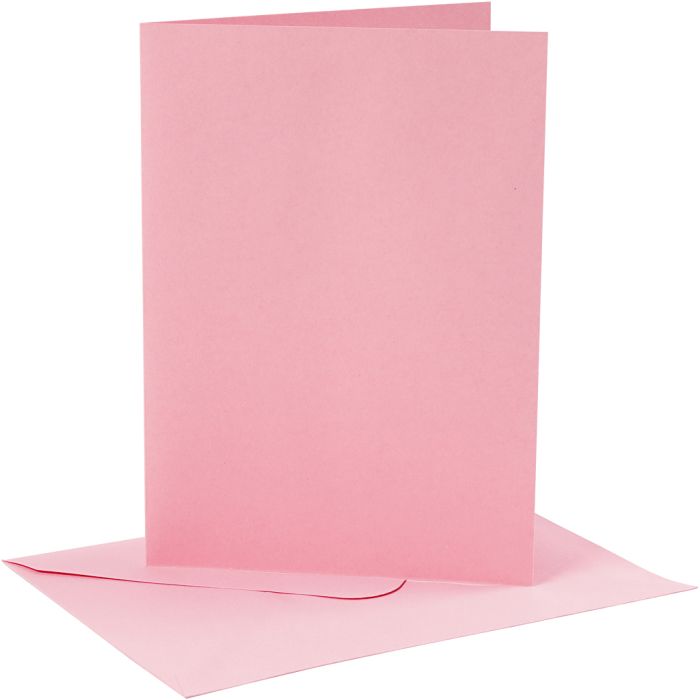 Biglietti e buste, dim. cartoncino 12,7x17,8 cm, dim. busta 13,3x18,5 cm, 220 g, rosato, 4 set/ 1 conf.