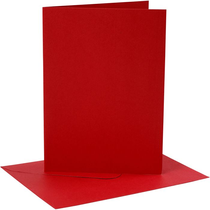 Biglietti e buste, dim. cartoncino 12,7x17,8 cm, dim. busta 13,3x18,5 cm, 230 g, rosso, 4set/ 1 conf.