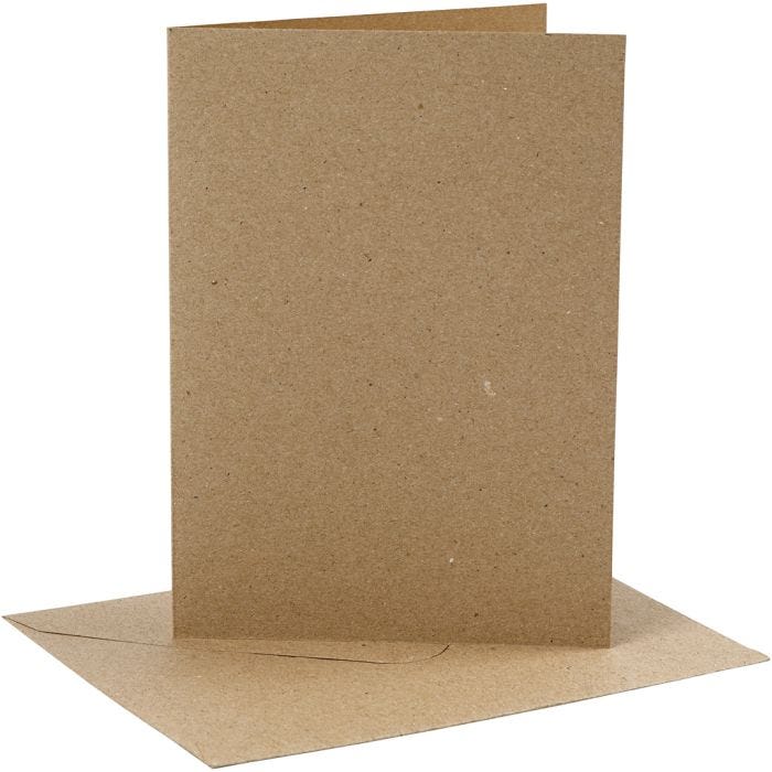 Biglietti e buste, dim. cartoncino 12,7x17,8 cm, dim. busta 13,3x18,5 cm, 230 g, natural, 4 set/ 1 conf.