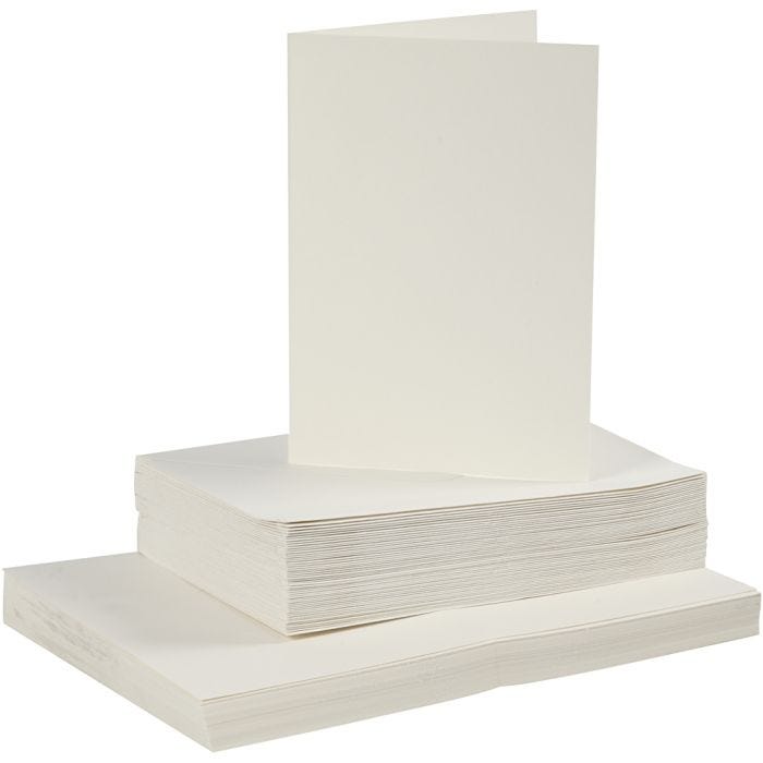 Biglietti e buste, dim. cartoncino 10,5x15 cm, dim. busta 11,5x16,5 cm, 110+220 g, avorio, 50 set/ 1 conf.