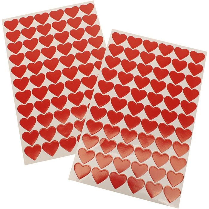 Adesivi a cuore, misura 14 mm, rosso, 10 fgl./ 1 conf.