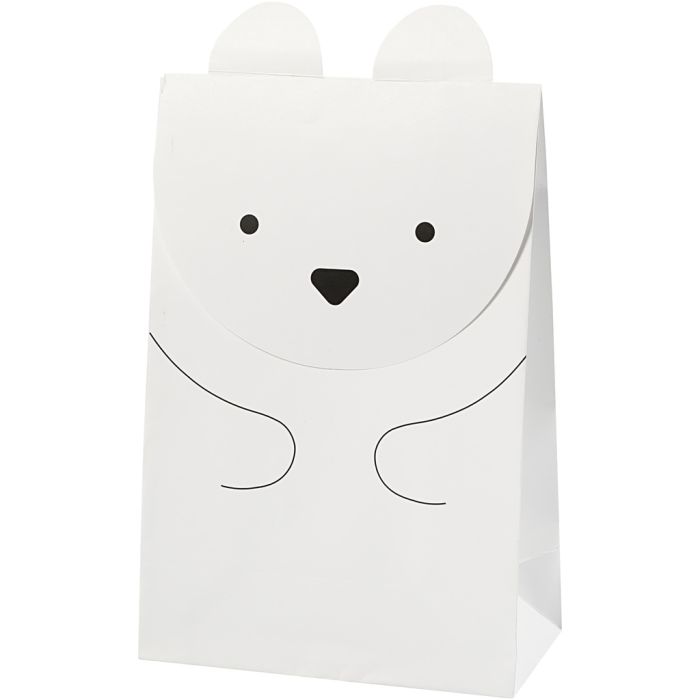 Buste carta, orso polare, H: 18 cm, misura 6x12 cm, 80 g, bianco, 6 pz/ 1 conf.