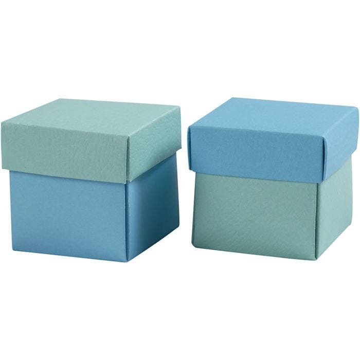 Scatola pieghevole, misura 5,5x5,5 cm, 250 g, truchese chiaro/turchese scuro, 10 pz/ 1 conf.