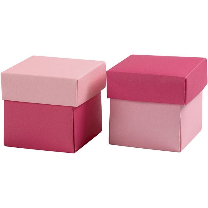Scatola pieghevole, misura 5,5x5,5 cm, 250 g, rosato/rosa, 10 pz/ 1 conf.
