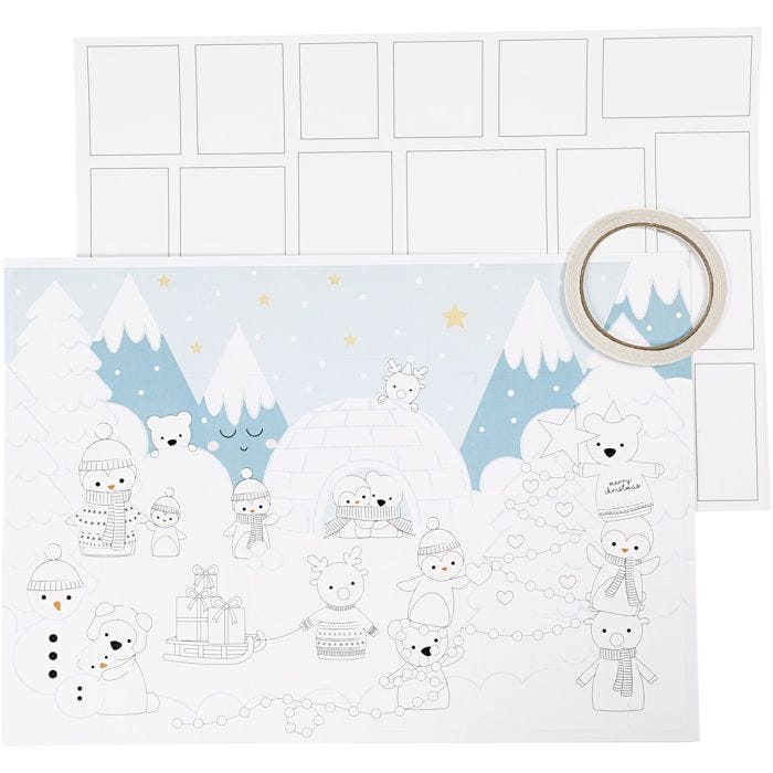 Calendario di Natale, misura 30x42 cm, bianco, 3 pz/ 1 conf.