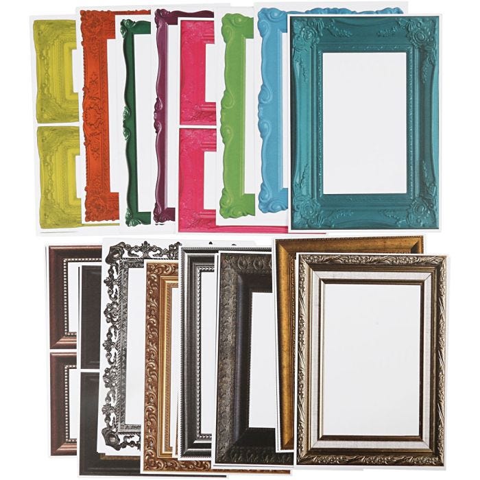 Cornici, misura 26,2x18,5 cm, colori asst., 64 fgl. asst./ 1 conf.