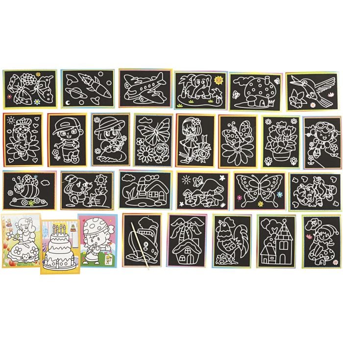 Disegni da grattare, misura 9x12 cm, 96 asst./ 1 conf.