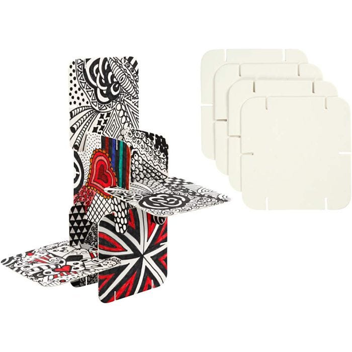 Pezzi per costruire, misura 9,3x9,3 cm, spess. 1,2 mm, bianco, 200 pz/ 1 conf.