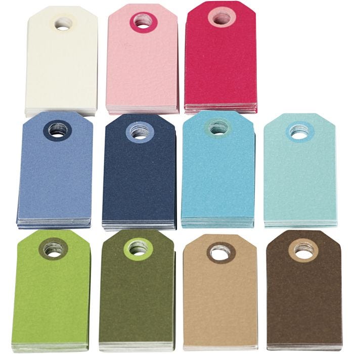 Etichette regalo colorate, misura 6x3 cm, il contenuto può variare , colori asst., 200 asst./ 1 conf.