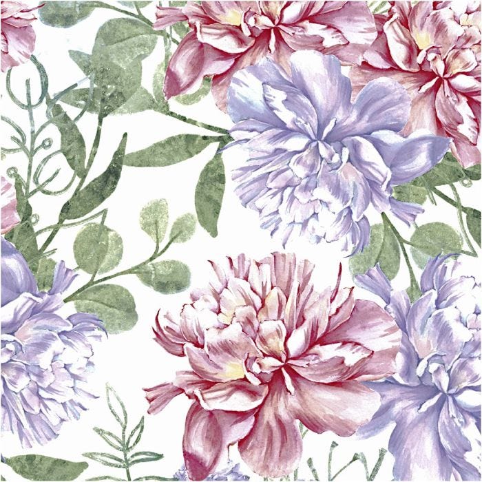 Tovaglioli da tavolo, peonie, misura 33x33 cm, 20 pz/ 1 conf.