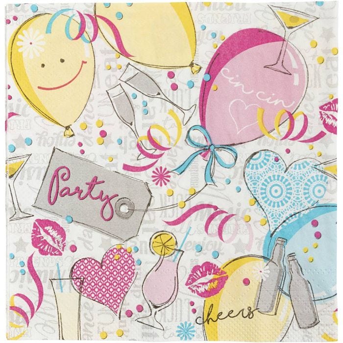 Tovaglioli da tavolo, Palloni, misura 33x33 cm, 20 pz/ 1 conf.