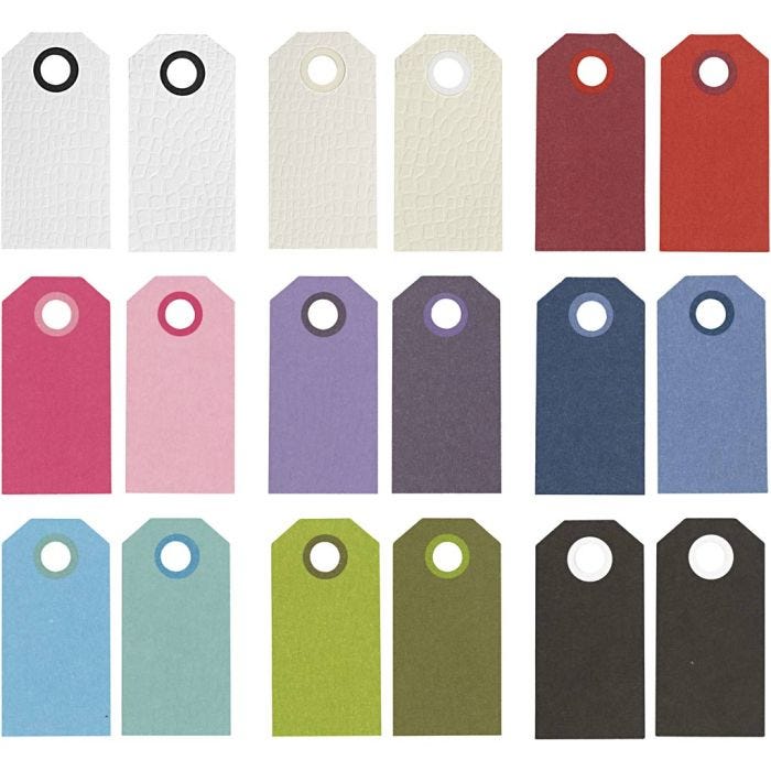 Cartellini Manila, misura 6x3 cm, 250 g, colori asst., 30x10 pz/ 1 conf.