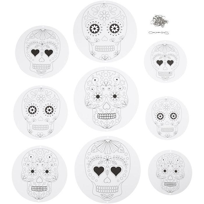 Decorazioni mobili con motivi, diam 12+15+18 cm, 300 g, bianco, 3 set/ 1 conf.
