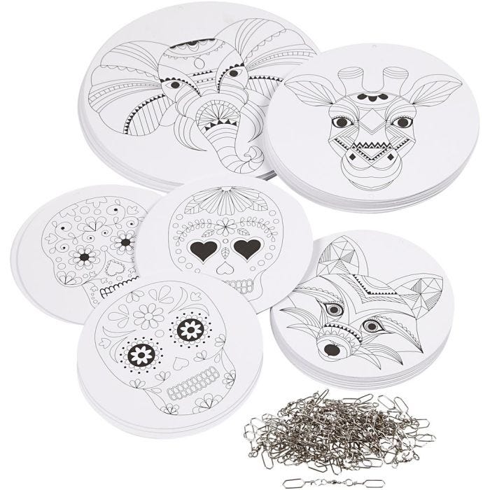 Decorazioni mobili con motivi, diam 12+15+18 cm, 300 g, bianco, 20 set/ 1 conf.