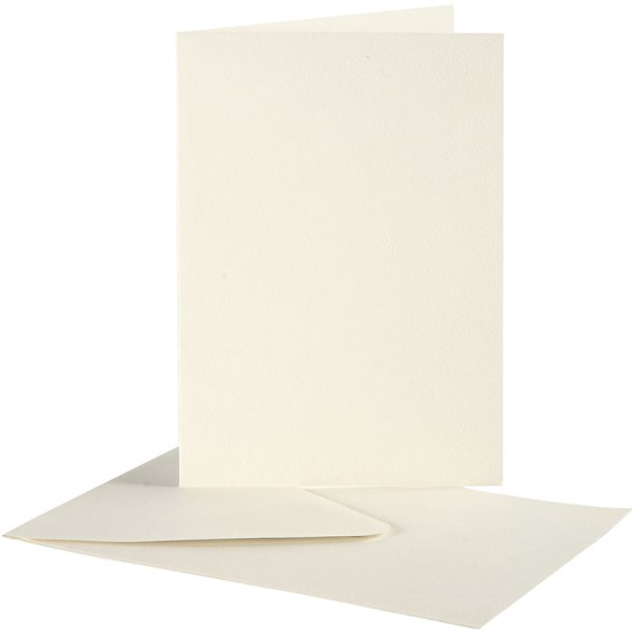 Cartoncini e buste, dim. cartoncino 10,5x15 cm, dim. busta 11,5x16,5 cm, avorio, 10 set/ 1 conf.
