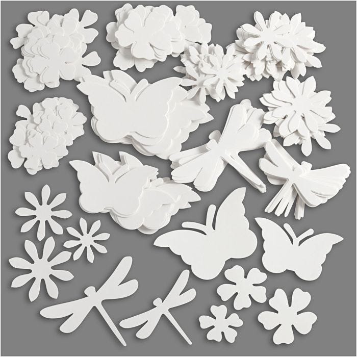 Ritagli fustellati estivi, misura 4,5-12 cm, 240 g, bianco, 362 pz/ 1 conf.