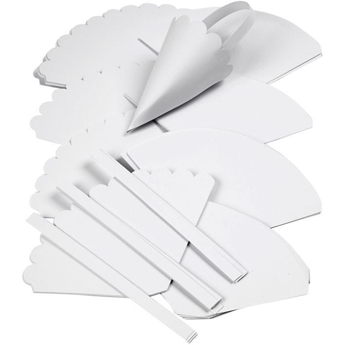 Coni , H: 13 cm, diam 8 cm, bianco, 240 pz/ 1 conf.