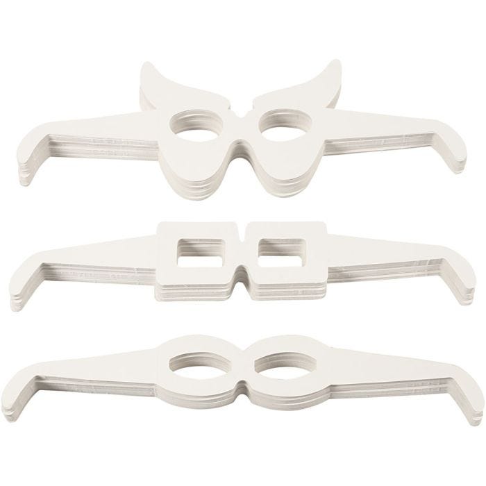 Occhiali , H: 4,5-10 cm, L: 32 cm, bianco, 160 pz/ 1 conf.