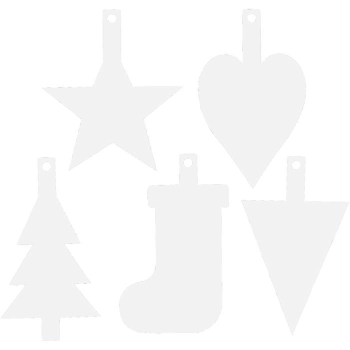 Decorazioni di Natale, H: 23,5-26,5 cm, L: 15,5-20,5 cm, bianco, 100 pz/ 1 conf.