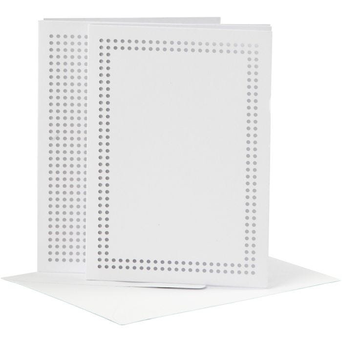 Cartoncino da ricamo, dim. cartoncino 10,5x15 cm, dim. busta 11,5x16,5 cm, bianco, 6 set/ 1 conf.