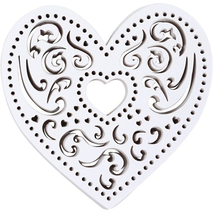 Cuore complesso, L: 7,5 cm, 250 g, bianco, 18 pz/ 1 conf.