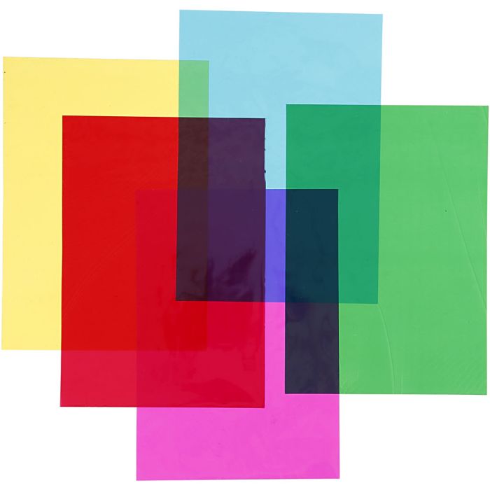 Cellophane, foglio 210x297 mm, colori asst., 5x20 fgl./ 1 conf.