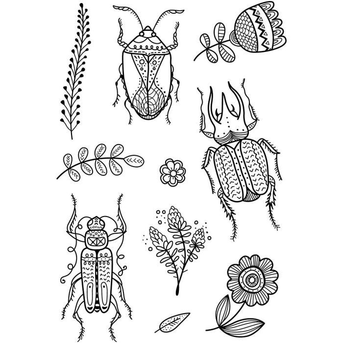 Timbri trasparenti, insetti, foglio 11x15,5 cm, 1 fgl.