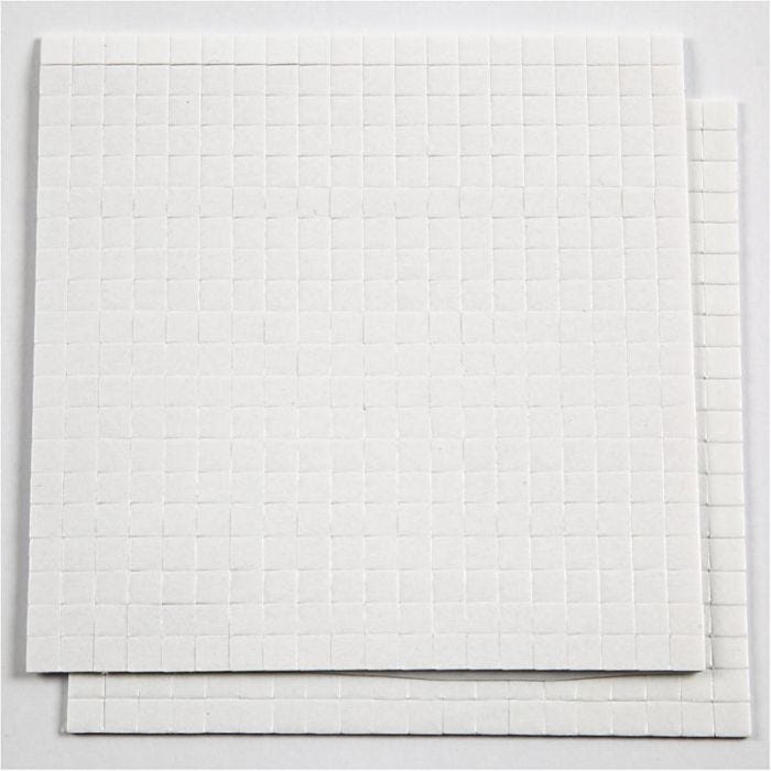 Cubotti adesivi 3D, misura 5x5 mm, spess. 1 mm, bianco, 2x400 pz, 2 fgl./ 1 conf.