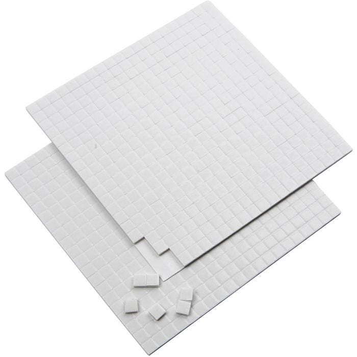 Cubotti adesivi 3D, misura 5x5 mm, spess. 2 mm, bianco, 2x400 pz, 2 fgl./ 1 conf.