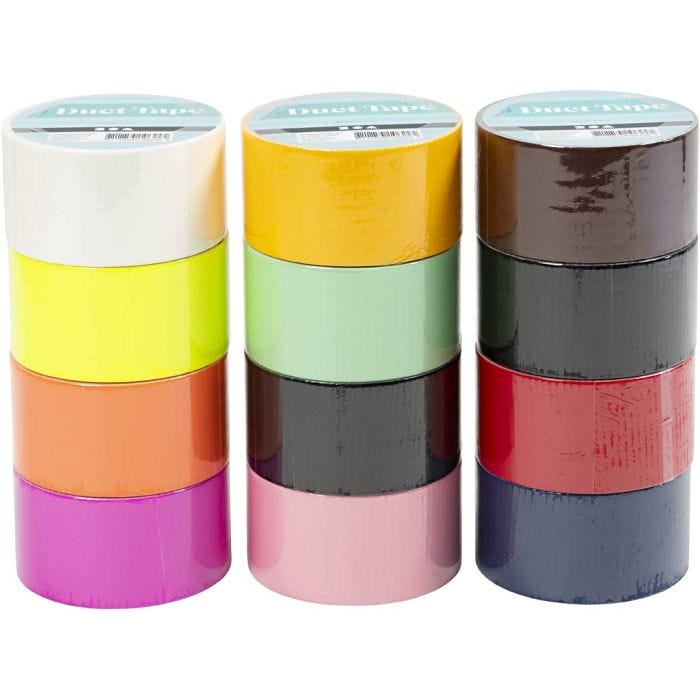 Nastro adesivo, Tinta unita, L: 48 mm, colori asst., 12x5 m/ 1 conf.